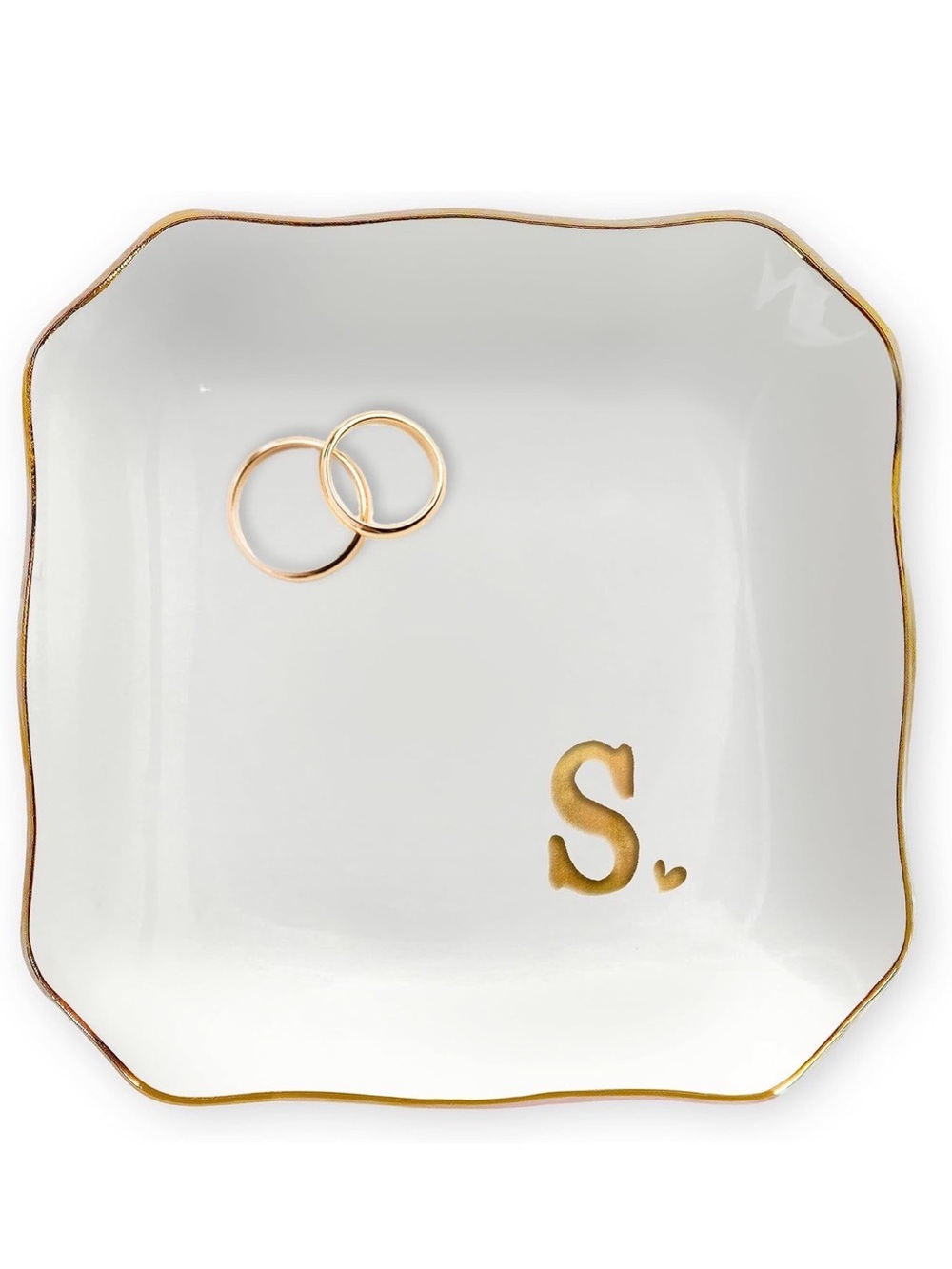 New Open Box Gifts for Women - 4"x4" Jewelry Dish Tray Letter S -Great Gift!